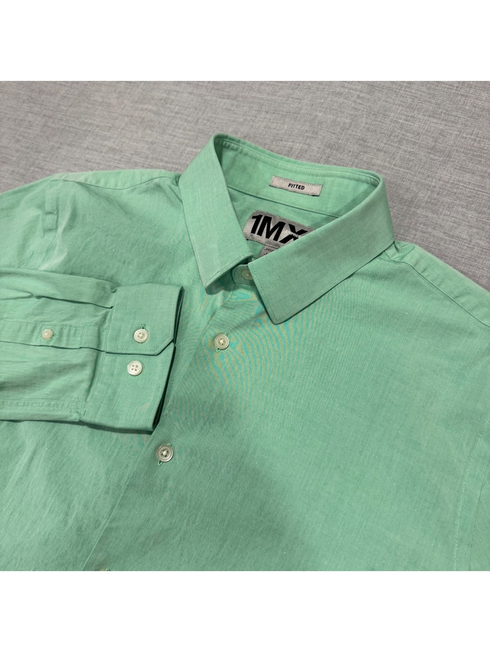 Men’s Murano 1MX Green Dress Shirt Size Large L Long Sleeve Fitted Button Up